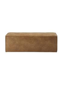 Panca imbottita in pelle riciclata Sanja, Rivestimento: 70% pelle, 30% poliestere, Struttura: legno di pino massiccio, , Gambe: plastica, Pelle marrone, Larg. 122 x Prof. 54 cm