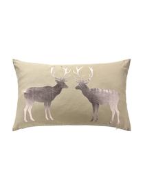 Housse de coussin imprimé cerf Forrest, Beige, bronze