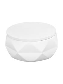 Pot de rangement salle de bains Crackle, Polyrésine, Blanc, Ø 11 x haut. 6 cm