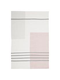 Ručne tkaný bavlnený koberec s grafickým vzorom Georgio, Sivá, béžová, bledoružová