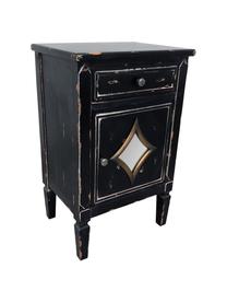 Nočný stolík z jedľového dreva s patinou Rene, Čierna, odtiene striebornej, biela, tóny hnedej, Š 48 x V 76 cm