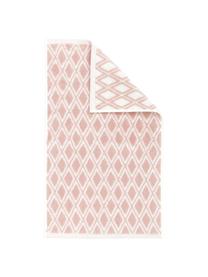 Oboustranný ručník s grafickým vzorem Ava, Růžová, krémově bílá, Ručník, Š 50 cm, D 100 cm, 2 ks