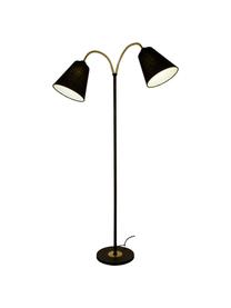 Liseuse salon à 2 lampes Ljusdal, Noir, couleur laitonnée, larg. 45 x haut. 140 cm