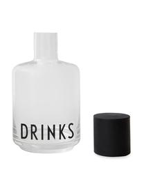 Bottiglia in vetro di design con scritta Drinks, 500 ml, Coperchio: silicone, Trasparente, nero, Alt. 18 cm, 500 ml