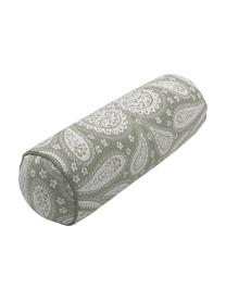 Kussenrol Manon met paisley patroon van biokatoen, Bekleding: 100% biokatoen, GOTS-gece, Groen, Ø 18 cm, L 50 cm