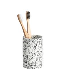 Vaso cepillo de dientes de plástico Terrazzo, Poliresina, Negro, blanco, Ø 7 x Al 11 cm