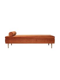 Chaise longue in velluto marrone ruggine Hailey, Rivestimento: velluto di poliestere, Sottostruttura: legno di eucalipto compen, Piedini: legno di quercia metallo, Velluto marrone ruggine, Larg. 190 x Prof. 80 cm