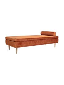 Chaise longue in velluto marrone ruggine Hailey, Rivestimento: velluto di poliestere, Sottostruttura: legno di eucalipto compen, Piedini: legno di quercia metallo, Velluto marrone ruggine, Larg. 190 x Prof. 80 cm