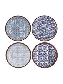 Set 4 piattini da colazione fatti a mano Tapas, Terracotta, Blu, bianco, marrone, Ø 19 cm