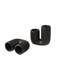Handgefertigte Design-Vasen Filicio aus Steingut, 2er-Set, Steingut, Schwarz, Set mit verschiedenen Größen