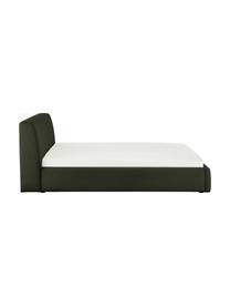 Polsterbett Cloud mit Stauraum, Bezug: Fein strukturierter Webst, Korpus: Massives Kiefernholz, FSC, Webstoff Dunkelgrün, B 180 x L 200 cm