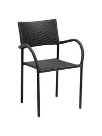 Krzesło ogrodowe z polirattanu z podłokietnikami Loke, Nogi: aluminium powlekane, Czarny, matowy, S 53 x G 60 cm
