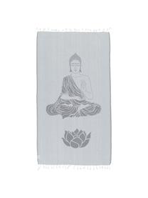 Hamamtuch Buddha, 100% Baumwolle, leichte Qualität, 180 g/m², Grau, Gebrochenes Weiß, 90 x 180 cm