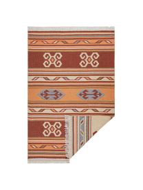 Kelim vloerkleed Tansa in ethnostijl van katoen, 100% katoen, Oranje, multicolour, B 160 x L 220 cm (maat M)