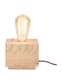 Lámpara de mesa de madera de fresno Kobe Square, Lámpara: madera de fresno, Cable: cubierto en tela, Ceniza, An 13 x Al 10 cm