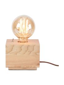 Lámpara de mesa de madera de fresno Kobe Square, Lámpara: madera de fresno, Cable: cubierto en tela, Ceniza, An 13 x Al 10 cm