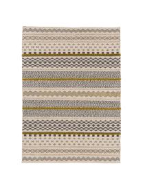 Tapis laine ethnique Nova, Gris, jaune moutarde, beige