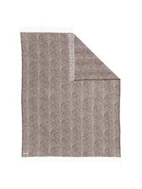 Plaid Greta met tijger patroon, 50% katoen, 50% acryl, Taupe, gebroken wit, 140 x 180 cm