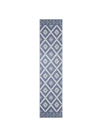 Alfombra reversible de interior y exterior Malibu, Azul, crema, An 80 x L 350 cm