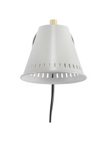 Verstelbare Retro wandlamp Pine met stekker, Lampenkap: gecoat metaal, Decoratie: gecoat metaal, Grijs, messingkleurig, 14 x 20 cm