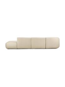 Chaise-longue componibile Sofia, Rivestimento: 100% polipropilene Con 23, Struttura: legno di pino massiccio, , Piedini: plastica, Tessuto beige, Larg. 340 x Prof. 95 cm, schienale a destra