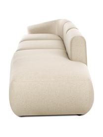 Modulaire chaise longue Sofia, Bekleding: 100% polypropyleen. Met 2, Frame: massief grenen, spaanplaa, Poten: kunststof., Geweven stof beige, B 340 x D 95 cm, rugleuning rechts