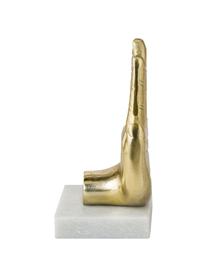 Buchstützen-Set Hand, 2-tlg., Sockel: Marmor, Goldfarben, Weißer Marmor, B 20 x H 22 cm