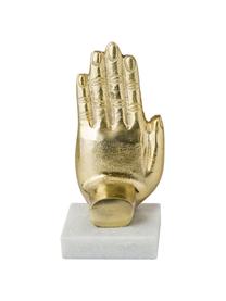 Buchstützen-Set Hand, 2-tlg., Sockel: Marmor, Goldfarben, Weißer Marmor, B 20 x H 22 cm