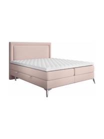 Prémiová zamatová boxspring posteľ s úložným priestorom Joy, Bledoružová, 140 x 200 cm, tvrdosť H3
