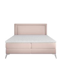 Prémiová sametová boxspring postel  s úložným prostorem Joy, Růžová, 140 x 200 cm, stupeň tvrdosti H3