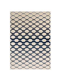 Tapis bleu beige Diamond Key, Bleu foncé, beige