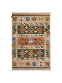 Tappeto kilim in lana con frange Olon, 100% lana, Multicolore, Larg. 125 x Lung. 185 cm (taglia S)