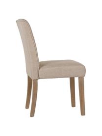 Krzesło tapicerowane z lnu Capitone, Tapicerka: len, 230g/m2, Nogi: drewno kauczukowe, Beżowy, S 47 x G 52 cm