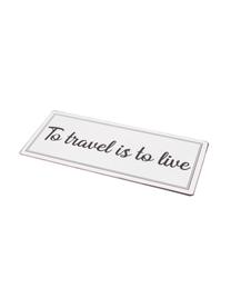 Wandbord To travel is to live, Gecoat metaal, Lichtgrijs, zwart, 31 x 13 cm