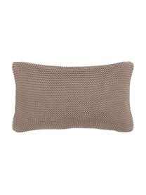 Housse de coussin tricotée en coton bio brun clair Adalyn, Brun