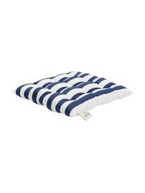 Cuscino sedia a righe Timon, Rivestimento: 100% cotone, Blu scuro, bianco, Larg. 40 x Lung. 40 cm