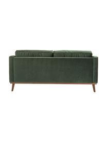 Fluwelen bank Alva (2-zits) in groen met houten poten, Bekleding: fluweel (hoogwaardig poly, Frame: massief grenenhout, Poten: massief gebeitst beukenho, Olijfkleurig, 184 x 92 cm