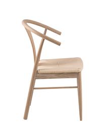 Silla con reposabrazos de madera Janik, Estructura: madera de roble, pigmenta, Asiento: mimbre de junco, Madera de roble, An 54 x F 54 cm