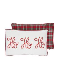 Housse de coussin rectangulaire Noël Stirling, Beige, rouge Bordure passepoilée : rouge