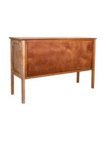 Credenza in legno di pino marrone chiaro Alba, Maniglie: metallo rivestito, Marrone chiaro, nero, Larg. 120 x Alt. 80 cm