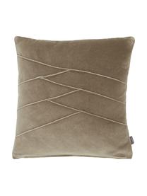 Samt-Kissen Pintuck in Braun mit erhabenem Strukturmuster, mit Inlett, Bezug: 55% Rayon, 45% Baumwolle, Webart: Samt, Taupe, 45 x 45 cm