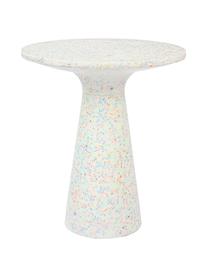 Ronde tuintafel Victoria met gerecycled kunsstof, Terrazzo, gerecycled plastic, polyresin, Wit, multicolour, Ø 40 x H 45 cm