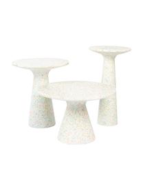 Runder Garten-Beistelltisch Victoria mit recyceltem Kunststoff, Terrazzo, recycelter Kunststoff, Polyresin, Weiss, Mehrfarbig, Ø 40 x H 45 cm