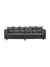 Sofa rozkładana z aksamitu Opti (4-osobowa), Tapicerka: 100% aksamit poliestrowy, Nogi: metal lakierowany, Ciemny szary, S 264 x G 103 cm