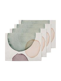 Placemats Calm, 4 stuks, Polyester, Wit, groen, lila, zalmkleurig, 35 x 45 cm