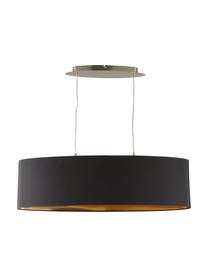 Lámpara de techo ovalada Jamie, Fijación: metal niquelado, Cable: plástico, Negro, dorado, An 78 x Al 22 cm