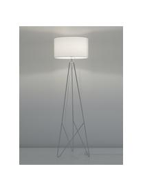 Stehlampe Jessica in Weiss-Silber, Lampenschirm: Textil, Weiss, Chrom, Ø 45 x H 155 cm