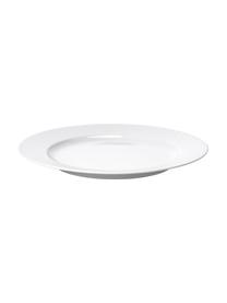 Assiettes plates en porcelaine artisanales Rhombe, 4 pièces, Porcelaine, Blanc, Ø 27 cm