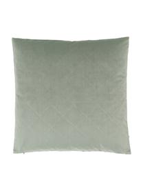 Housse de coussin velours vert sauge texturé Luka, Velours (100 % polyester), Vert sauge, larg. 50 x long. 50 cm