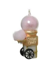 Kerstboomhangers Cotton Candy, set van 2, Glas, Rose, goudkleurig, B 8 x H 14 cm